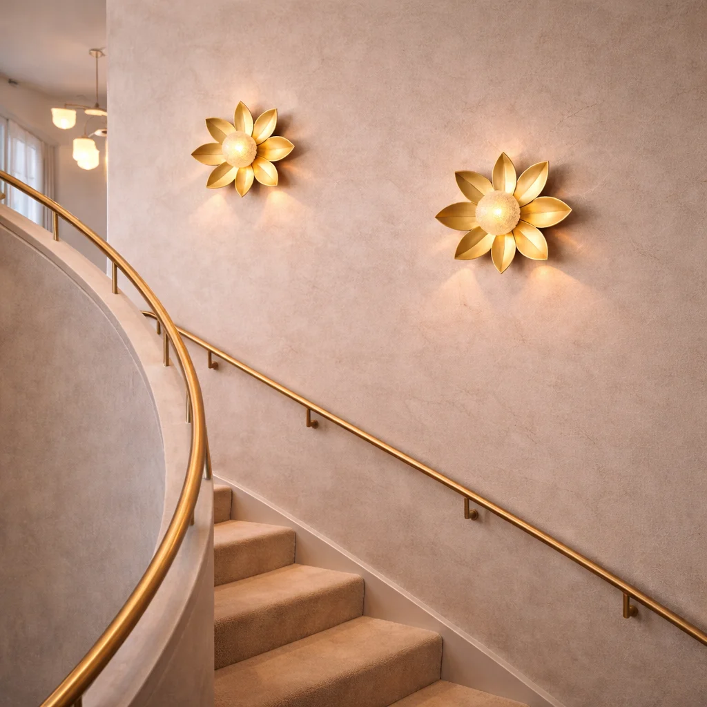 Golden Lotus Flower Wall Light