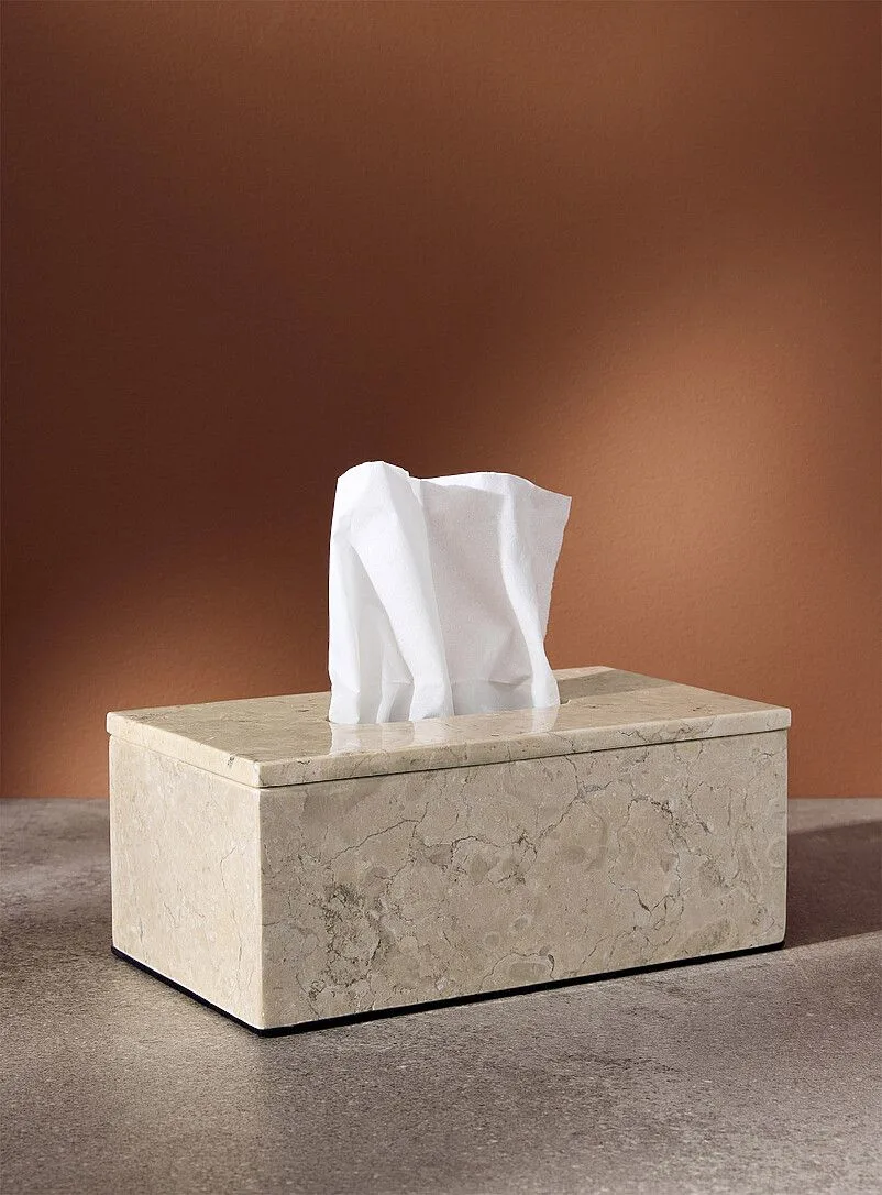 Beige Travertine Marble Tissue Box Holder