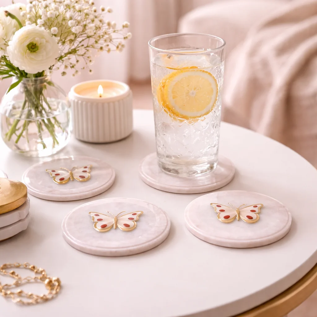 Butterfly Marble Coaster Set