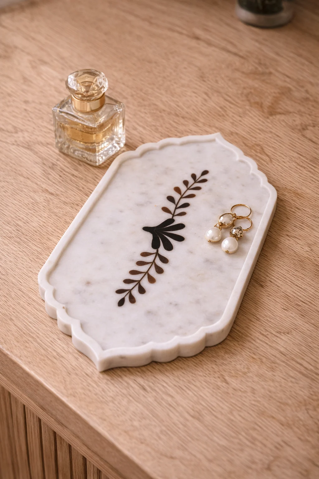 Handcrafted Marble Inlay Decorative Tray