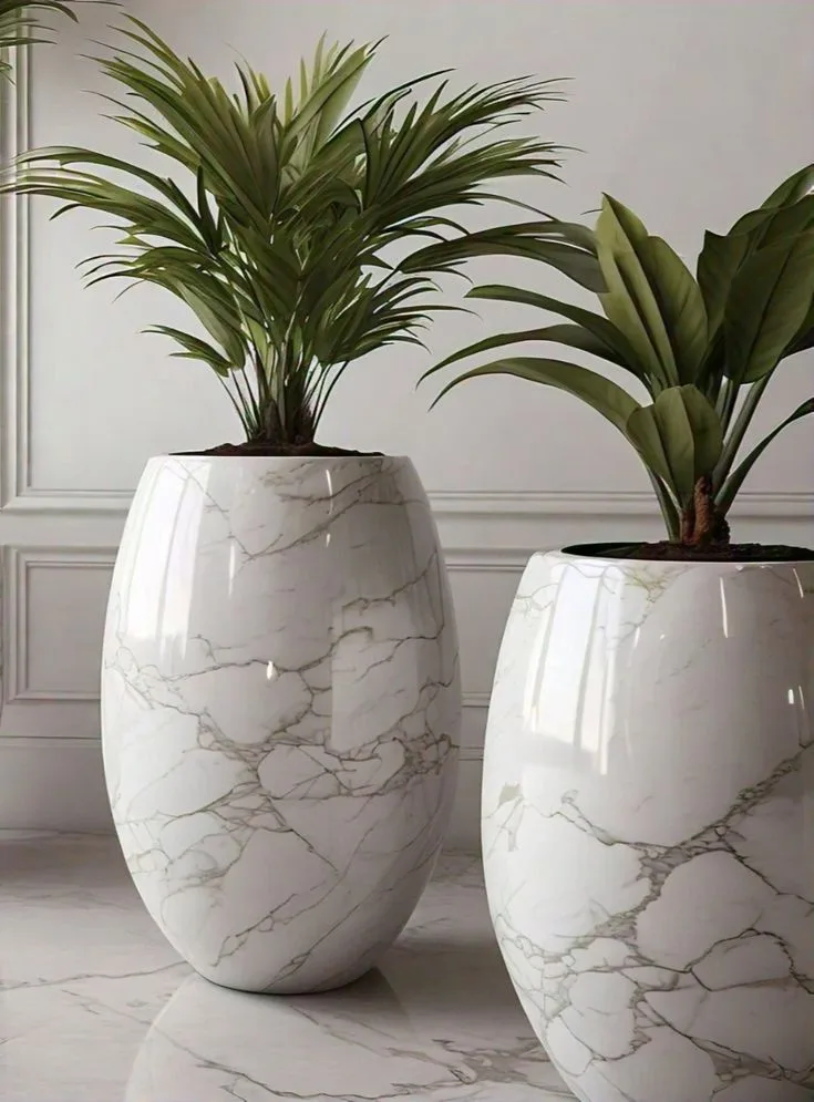 Luxury White Marble Planter Pot