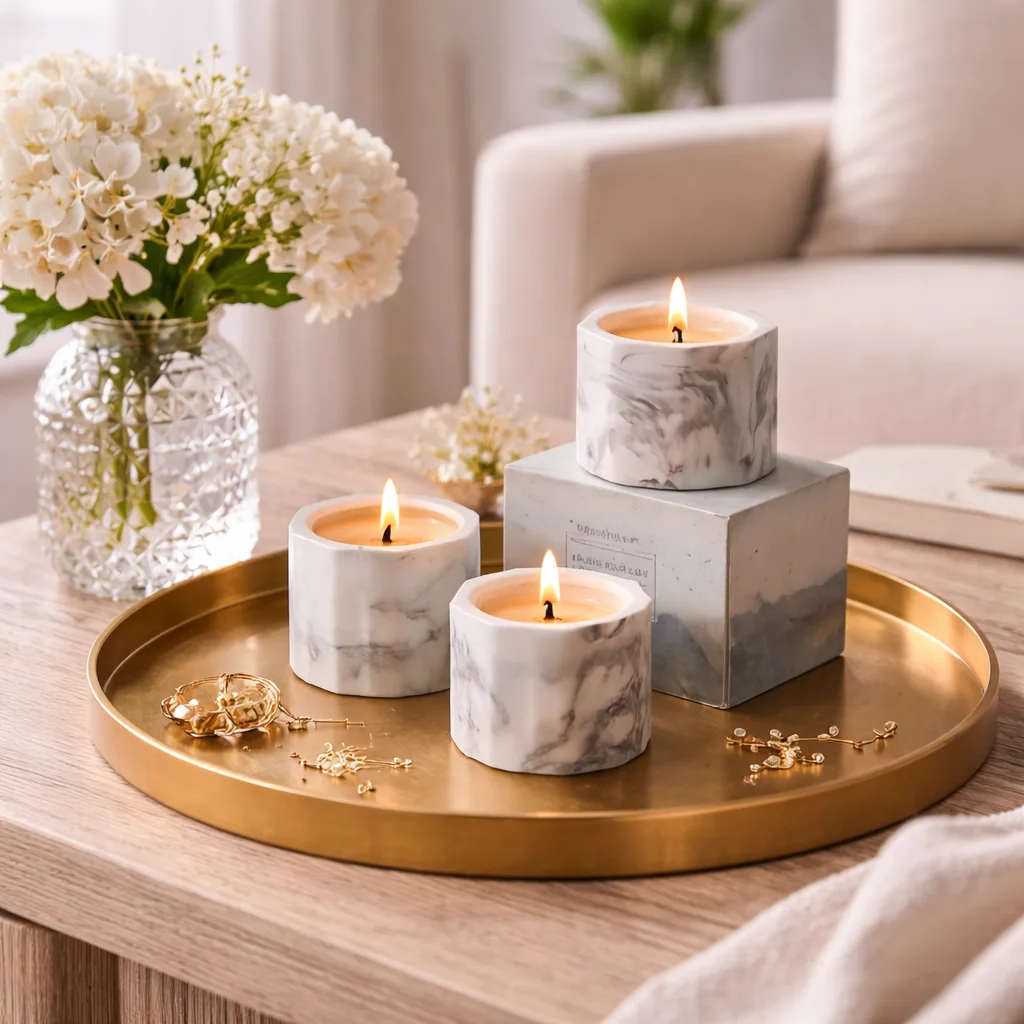 Marble Design Decorative Candle Set