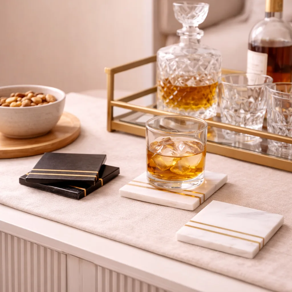 Striped Marble Coaster Set