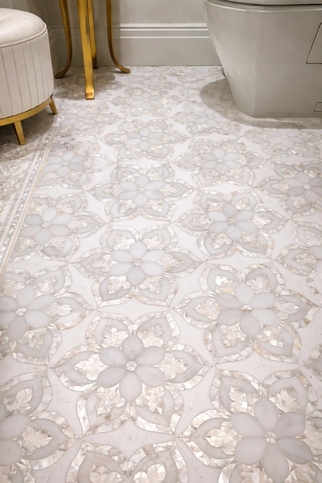 Mother of Pearl Floral Marble Inlay Flooring