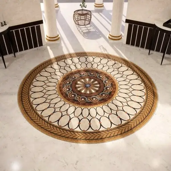 Classical Geometric Marble Floor Medallion