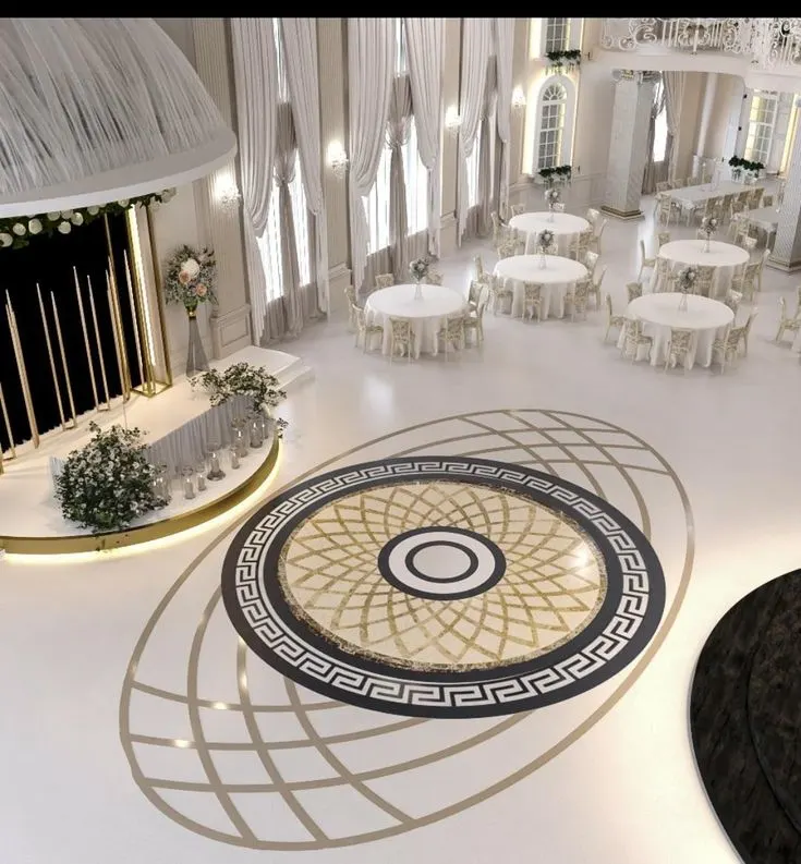 Contemporary Geometric Marble Floor Medallion