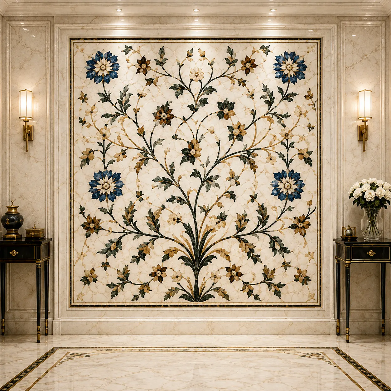 Floral Pietra Dura Wall