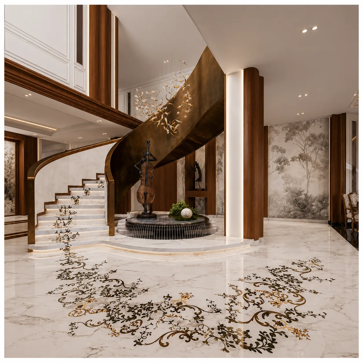 Large-Scale Marble Floor Compositions