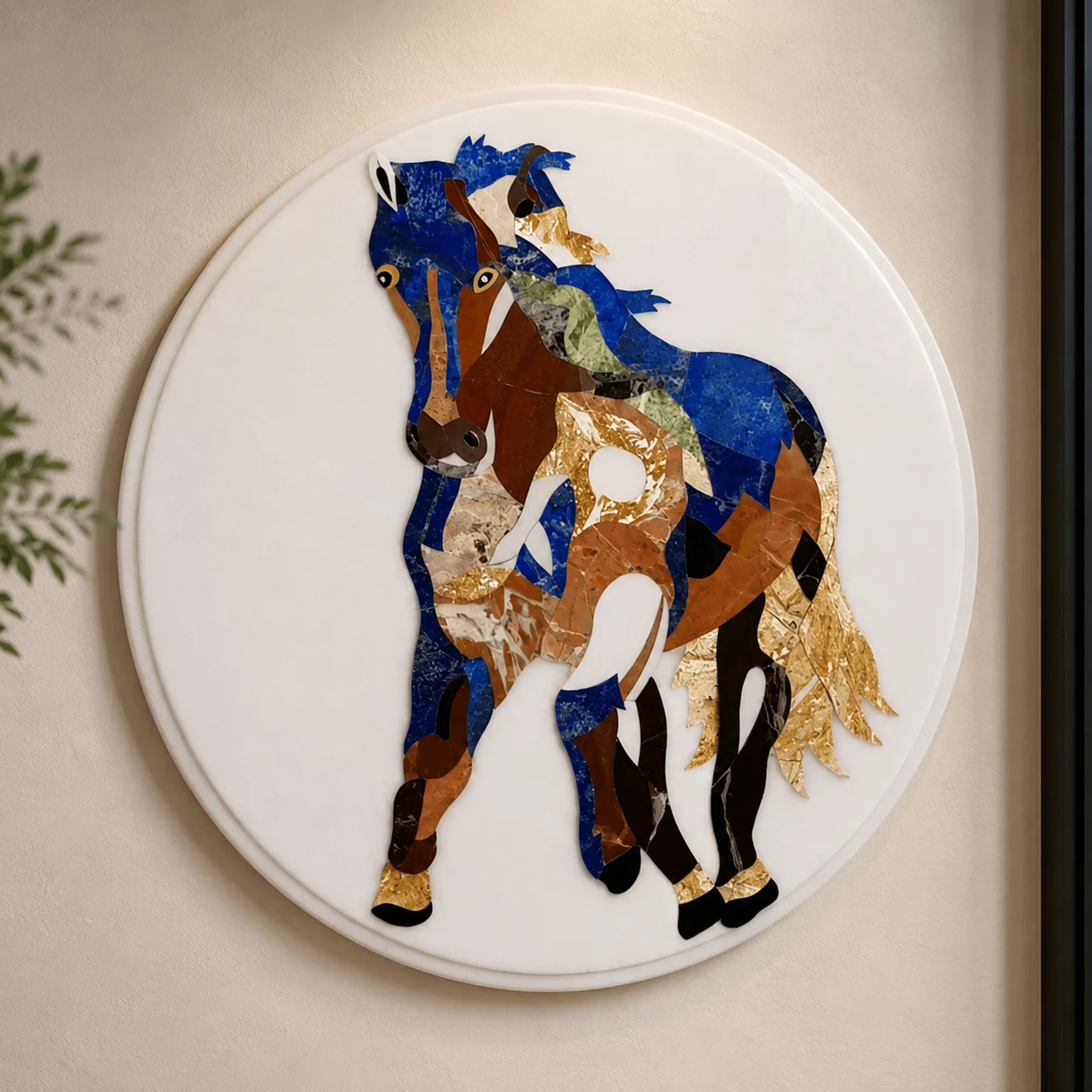 Majestic Stallion Marble Inlay Medallion