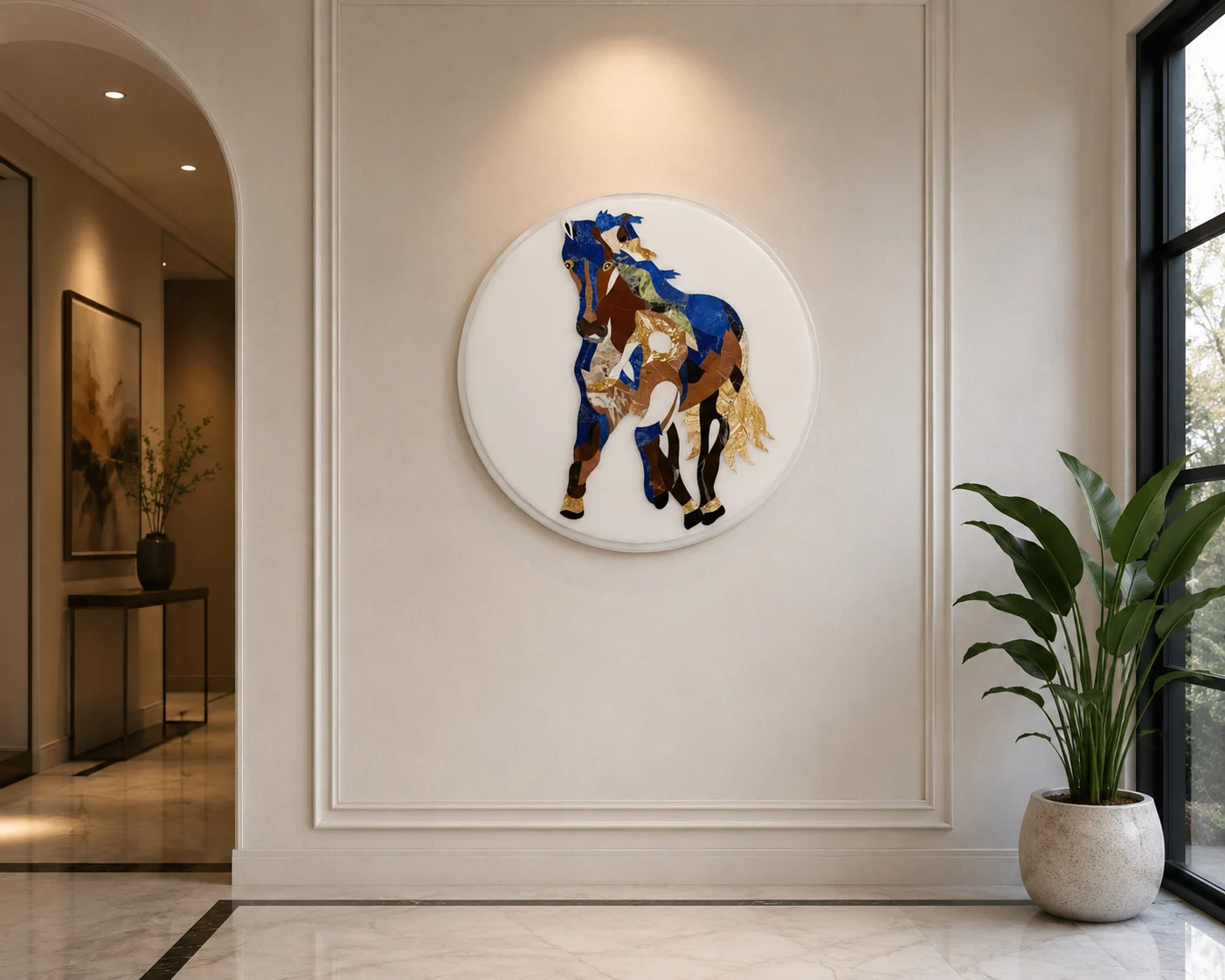 Majestic Stallion Marble Inlay Medallion