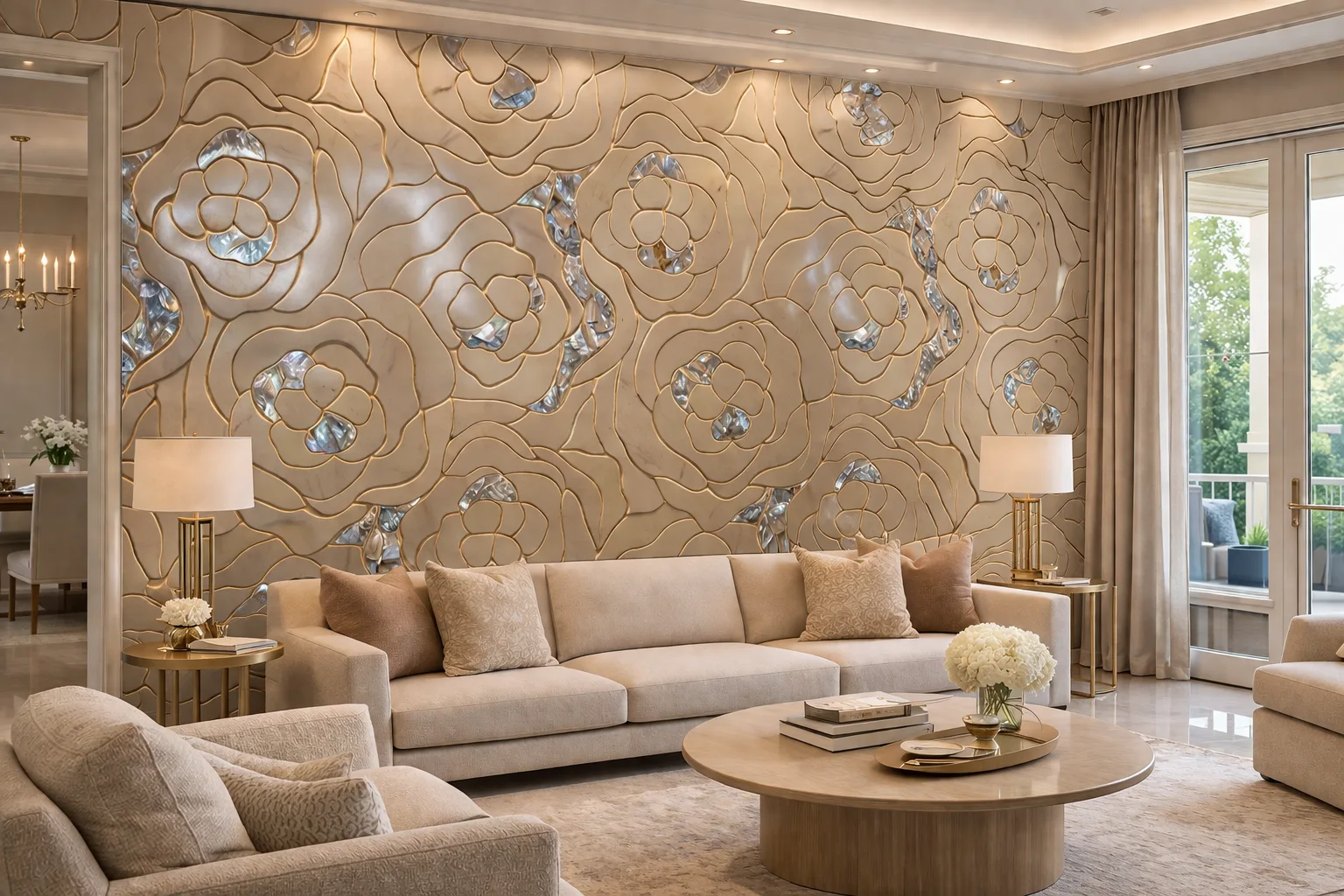 Celeste Pearl Floral Inlay Panel