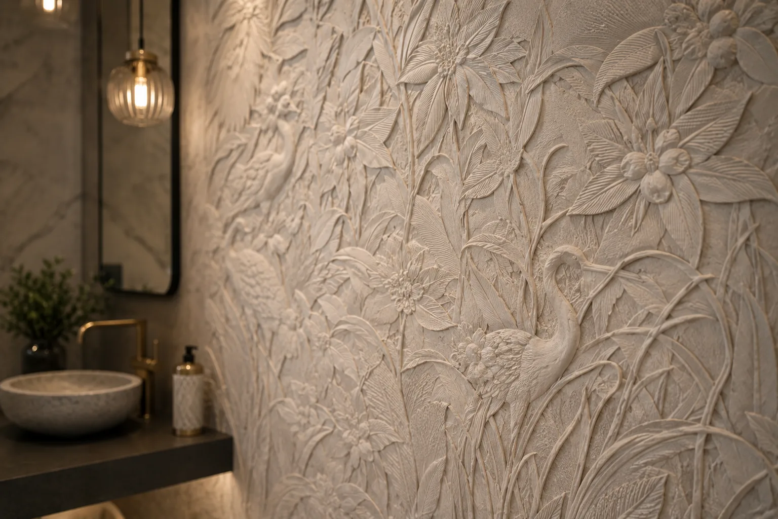 Eden Garden Hand Carved Marble Wall Mural