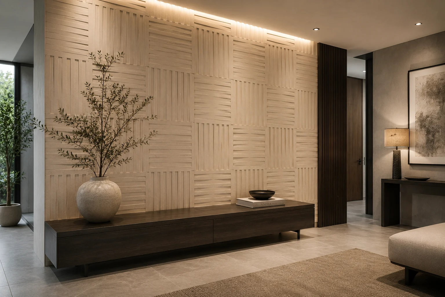 Strata Grid Stone Wall Panel