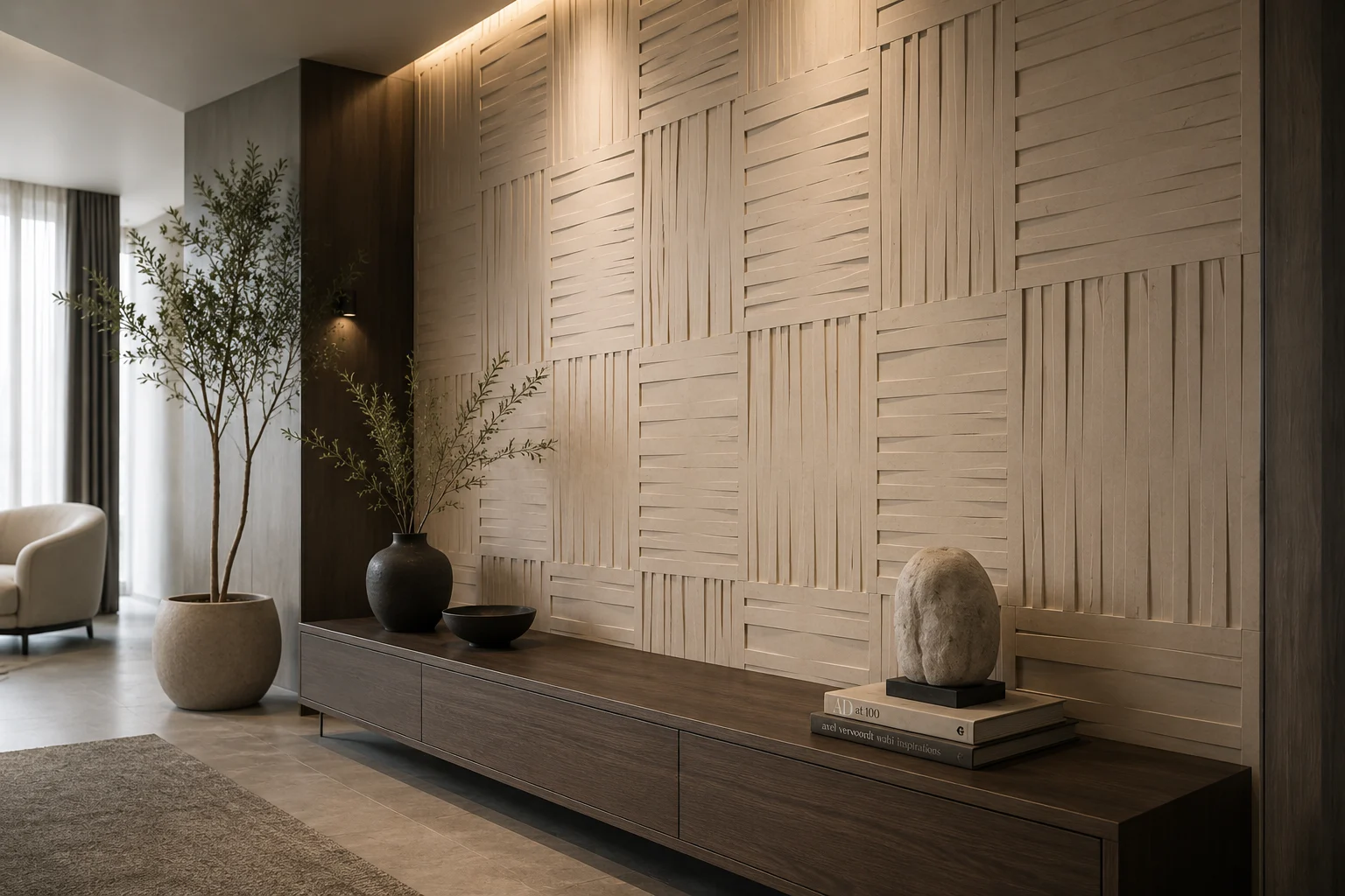 Strata Grid Stone Wall Panel