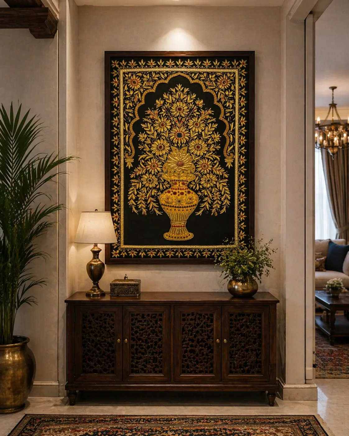 Golden Floral Vase Splendor