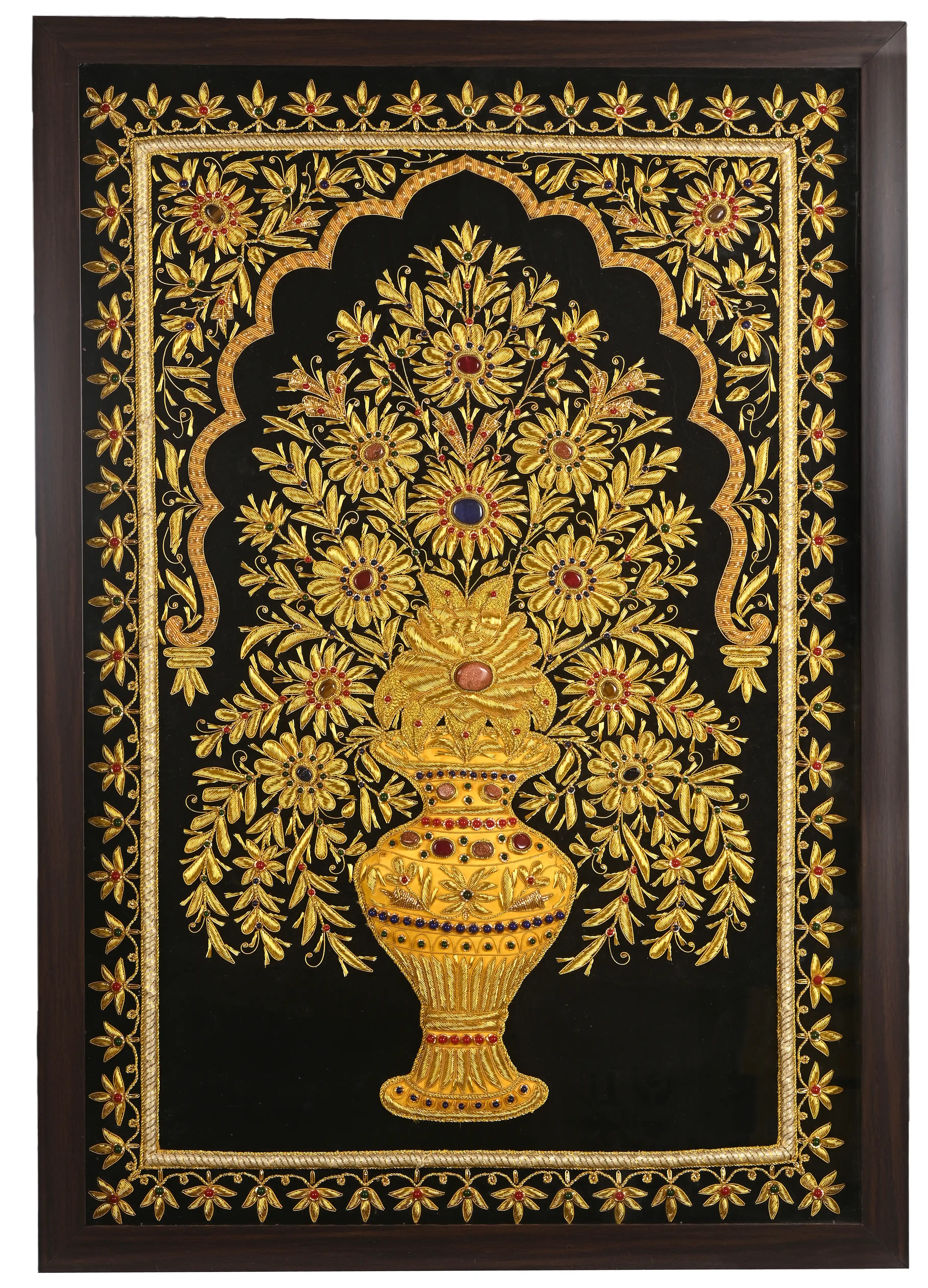 Golden Floral Vase Splendor Wall Art