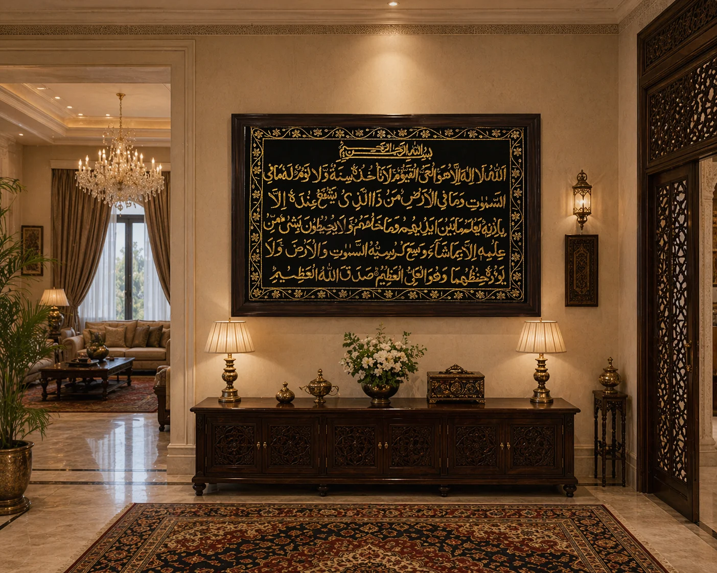 Islamic Calligraphy Zardozi Artwork Panel Ayat Ul Kursi